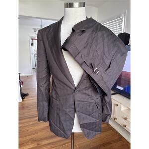 NEW FRERE Brown Wool Mens Classic Suit Blazer And Pants Sz 40